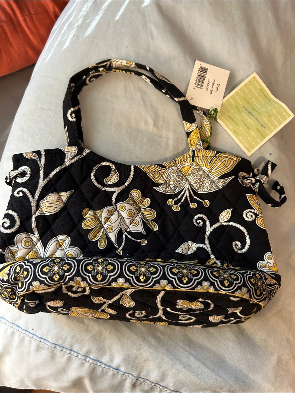 Vera Bradley Black, Yellow & White Quilted Floral Shoulder Bag